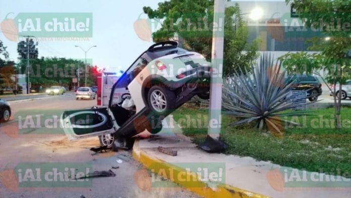 aparatoso accidente al norte de Mérida