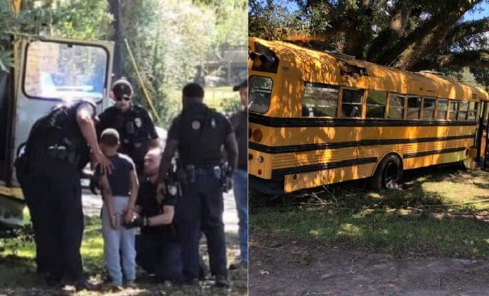 Chavito de 11 años es arrestado por robar el camión de su escuela