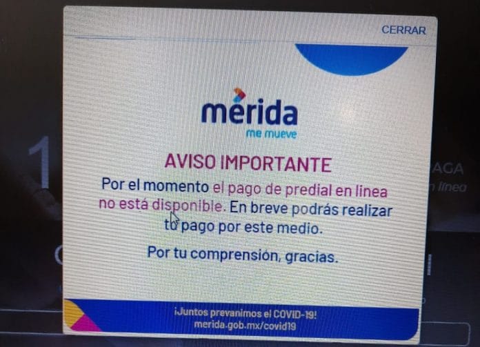 Reportan fallas en página para el pago del predial en Mérida