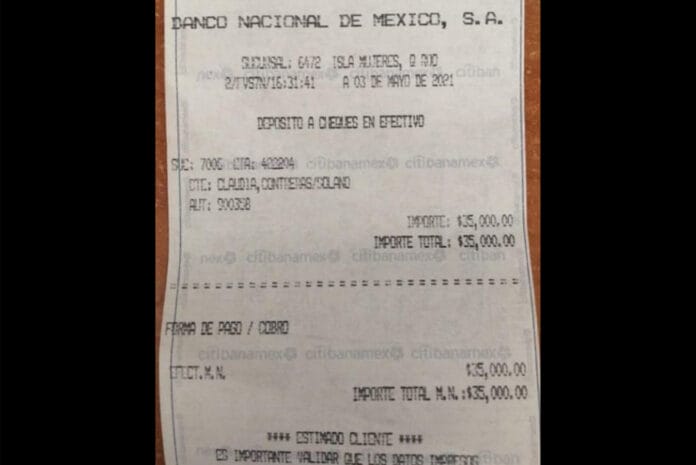 mujer deposita erróneamente 35 mil pesos