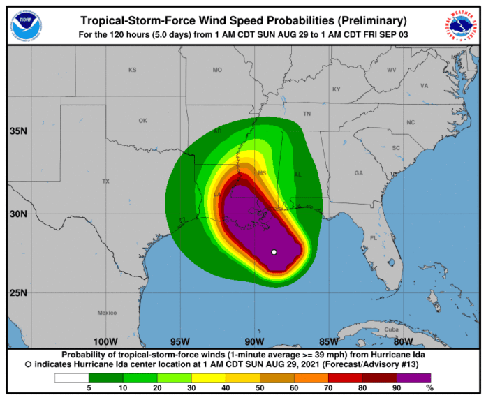 'Ida' ya es un potente huracán categoría 4 en su camino a Luisiana