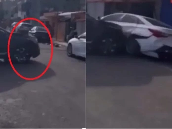 Choca el carro de su esposo tras descubrir que es infiel (VIDEO)