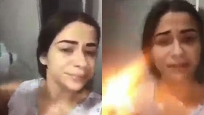 Mujer engaña a su esposo y se prende fuego para que la perdone (VIDEO)