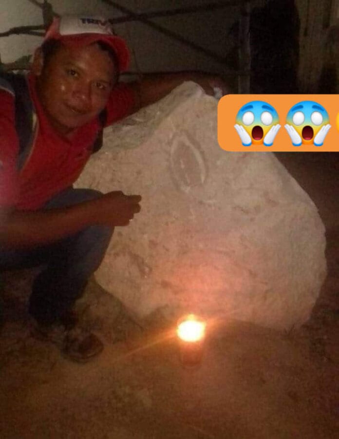 Trabajadores del Tren Maya encuentran en una piedra la silueta de la Virgen de Guadalupe (FOTOS)
