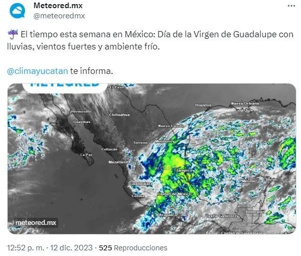 Frente frío en Yucatán: Las lluvias continuarán y la temperatura podrían bajar hasta los 15°C