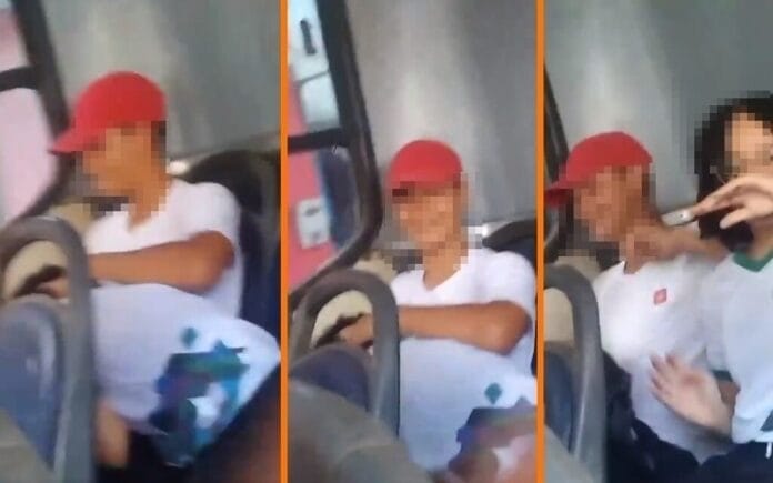 Cachan a chavita mientras se bajaba por los chescos en un camión (VIDEO)