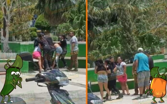 Mujeres se agarraron de las greñas en pleno parque principal de Peto (VIDEO)