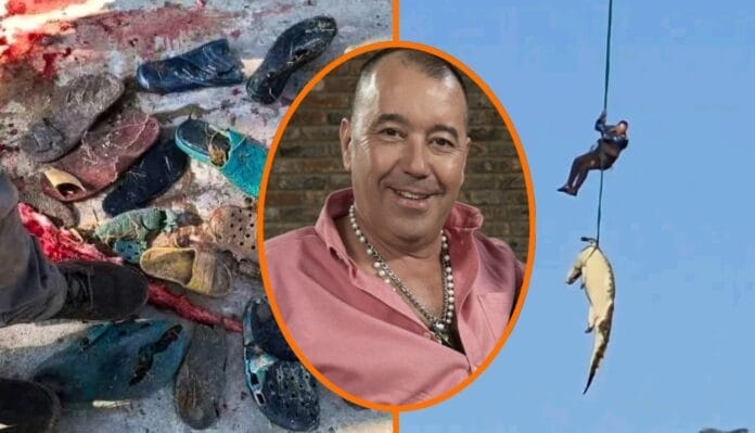 Desaparece empresario en inundación… y sospechan que terminó dentro de un cocodrilo