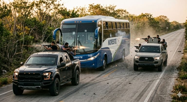 VIDEO: ¡Héroe al volante! Chofer de camión de Tizimín salva a sus pasajeros durante balacera en la frontera con Quintana Roo