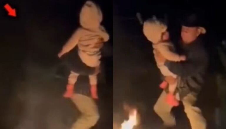 Captan supuesta figura demoníaca acechando a un padre y su pequeña durante una convivencia nocturna